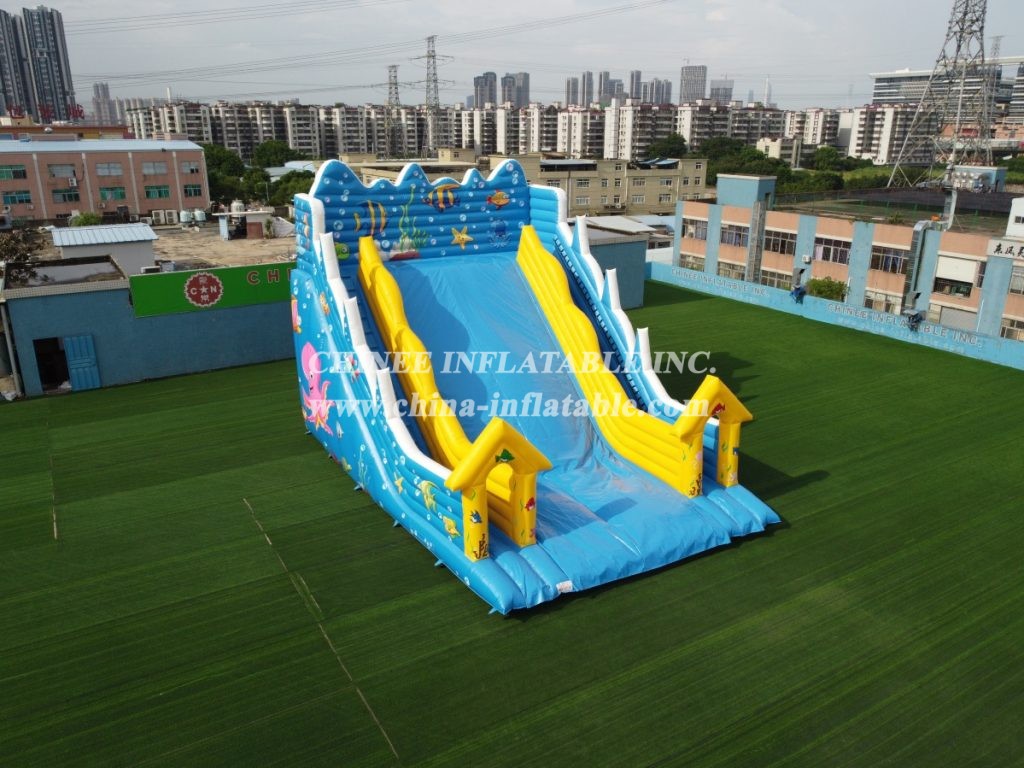 T8-338 Sea World theme outdoor giant inflatable slide bouncy castle for kids