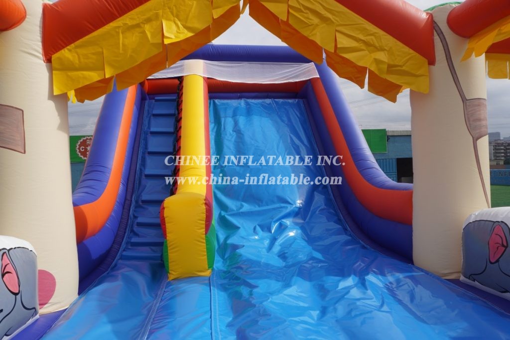 T8-732 Outdoor inflatable giant dry slide animal theme for commercial used