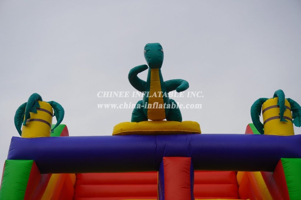 T8-1413 inflatable dinosaur slide with pool