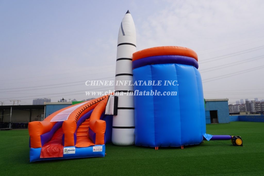 T8-133 rocket space travel theme with slide commercial party fun for kids inflatabel combo