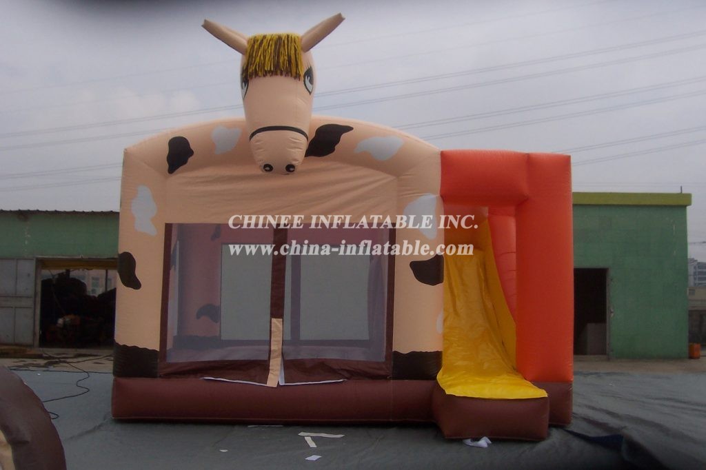 T5-114 Horse Inflatable Castle Bouce House Combo With Slide