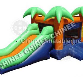 T5-155 jungle theme inflatable bouncer house combo with slide