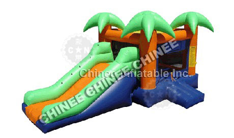 T5-155 jungle theme inflatable bouncer house combo with slide