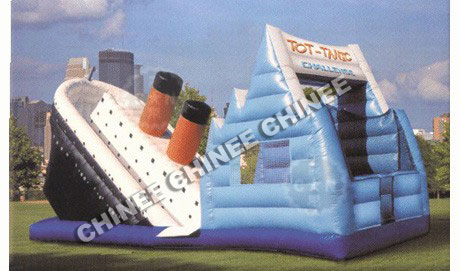 T8-137 Titanic Ship Inflatable Dry Slide Bouncer Combo Game