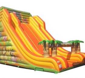 T8-742 High Huge Jungle Theme Inflatable Dry Slide