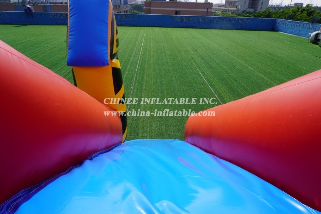 T2-3307 Steam train bouncy house inflatable combo with slide kids party event