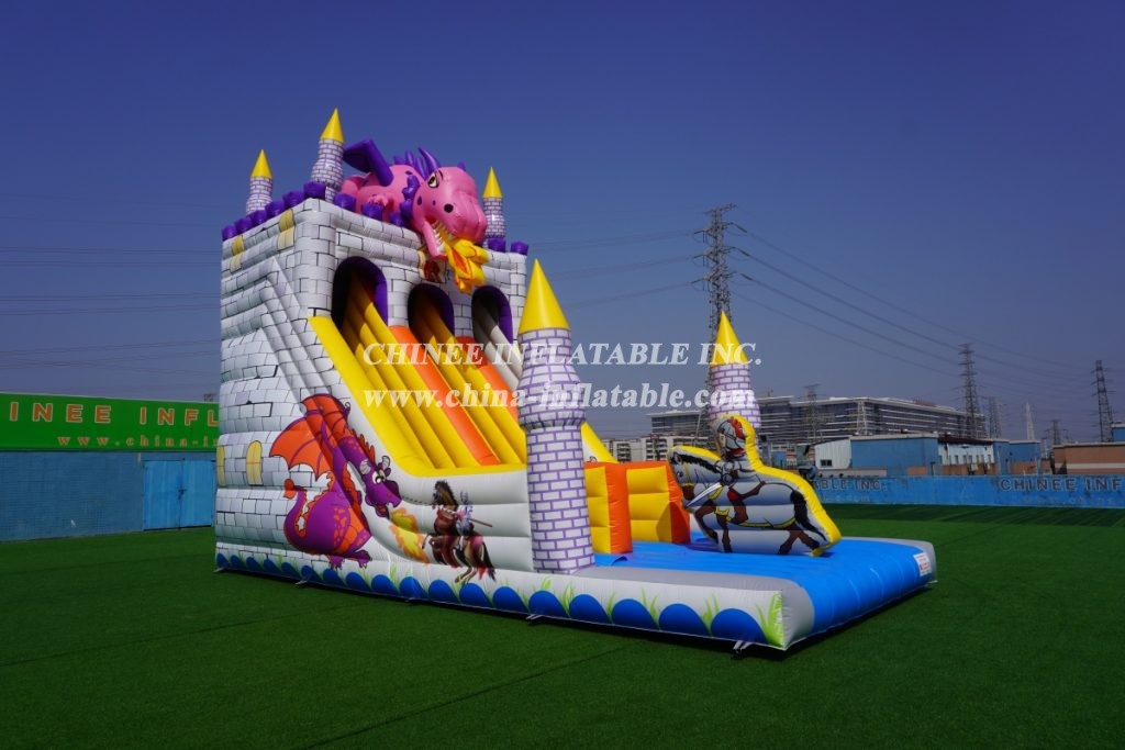T8-1517 Dinosaur castle inflatable giant slide
