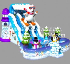 T8-1444 Bear Winter Snowman Dry Slide Christmas Inflatable Slide