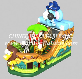 T8-1510 jungle&Pirates inflatable slide