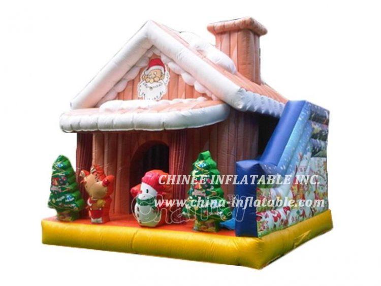 T2-3472 Santa’s House Bounce House With Slide