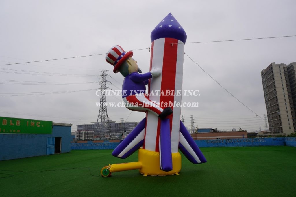 Cartoon2-074 Uncle Sam Rocket Inflatable Cartoons