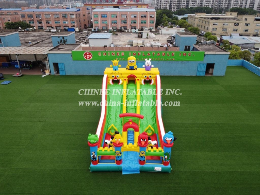 T6-435 Inflatable Minion slide Angry birds castle