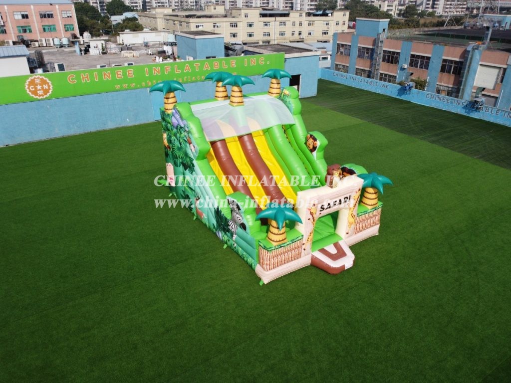IS3-007 jungle themed inflatable slide safari park jumping house