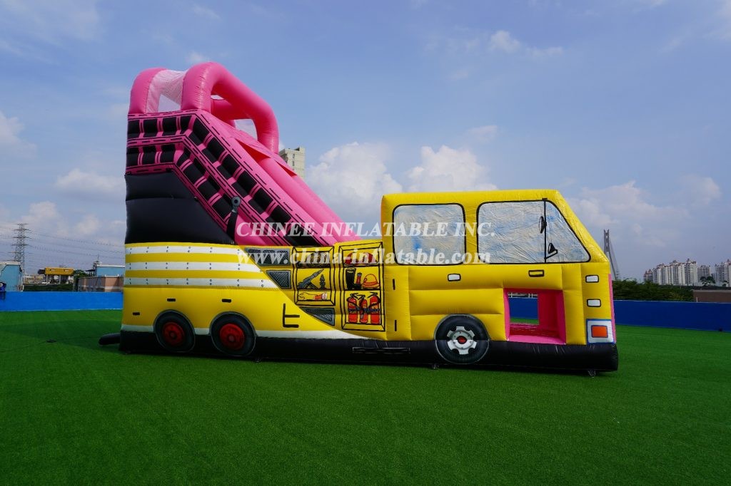 T8-457 Inflatable firetruck with slide