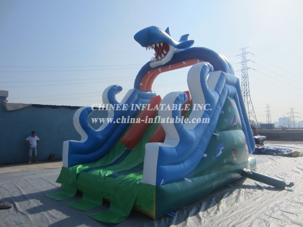 T8-240 Shark Themed Giant Inflatable Slide for Kids