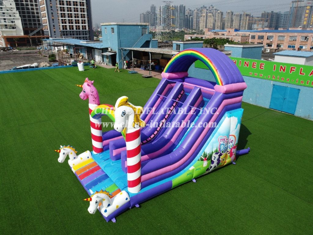 T8-2100 Unicorn slide inflatable dry slide Childrens Unicorn Themed Bouncy Castle
