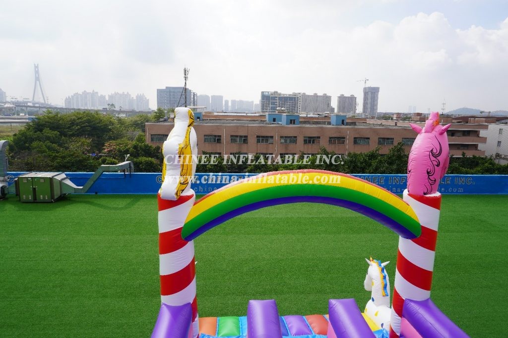 T8-2100 Unicorn slide inflatable dry slide Childrens Unicorn Themed Bouncy Castle