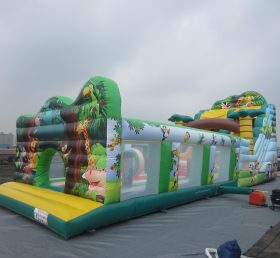 T7-513 Jungle theme inflatable obstacle course