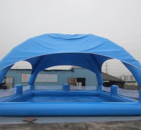 Pool2-558 Large Blue Inflatable Pool with Tent