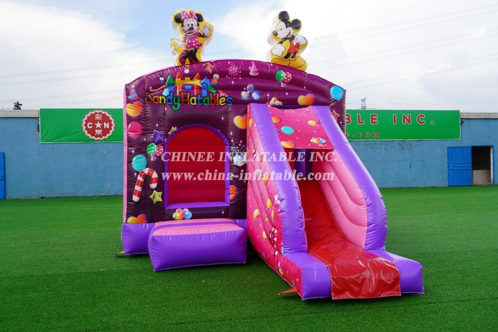 T2-1884B Mickey and Minnie inflatable bouncer jumping with slide