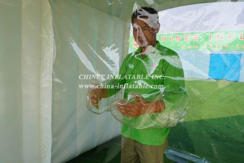 Tent2-1006  inflatable sealed tent with internal transparent partition