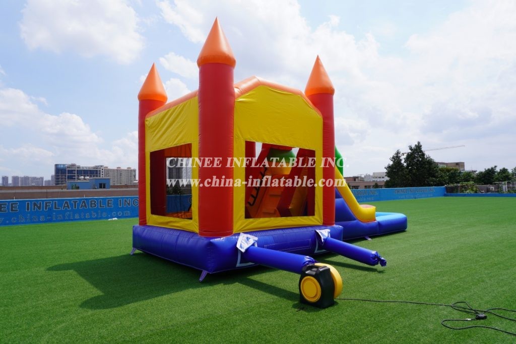 T2-3343B Bounce house combo with slide wet slide with pool