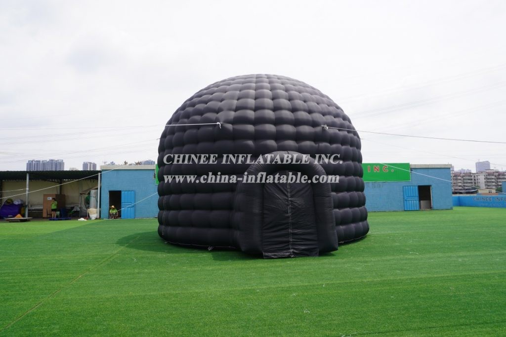 tent1-415B Giant outdoor black inflatable dome tent portable tent with entr