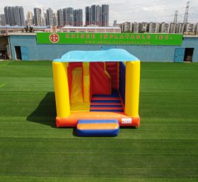T2-3507 Colorful inflatable bouncy house with slides bouncy castles With roof