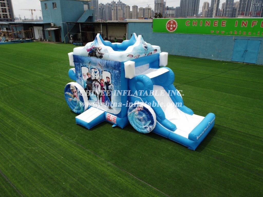 T5-002B Inflatable Frozen carriage combo Elsa castle jumping house with slide  Disney kids party