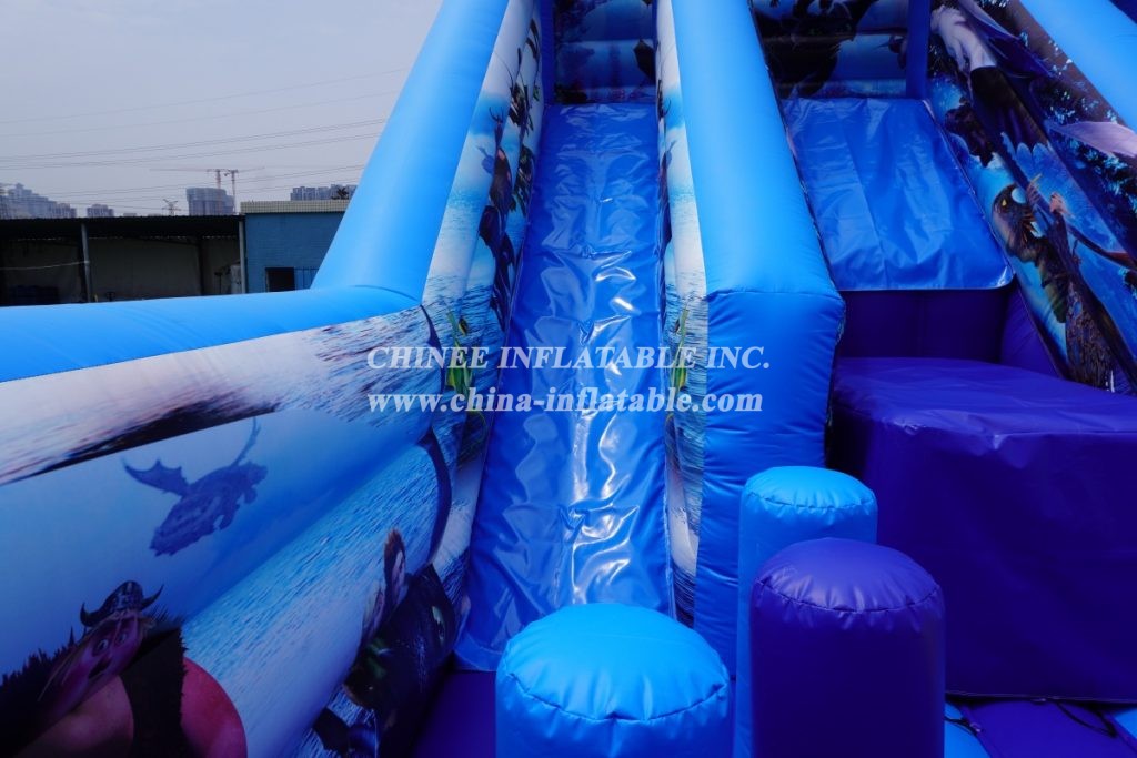 T8-3811 Inflatable Dry Slide How to Train Your Dragon theme Inflatable park for kids playground castle