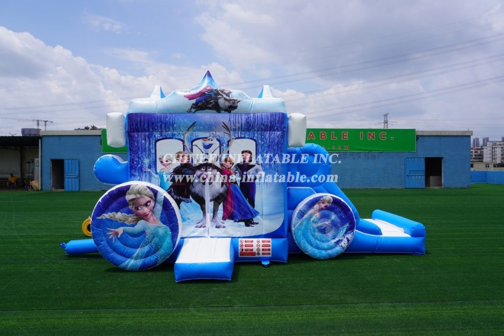 T5-002B Inflatable Frozen carriage combo Elsa castle jumping house with slide  Disney kids party