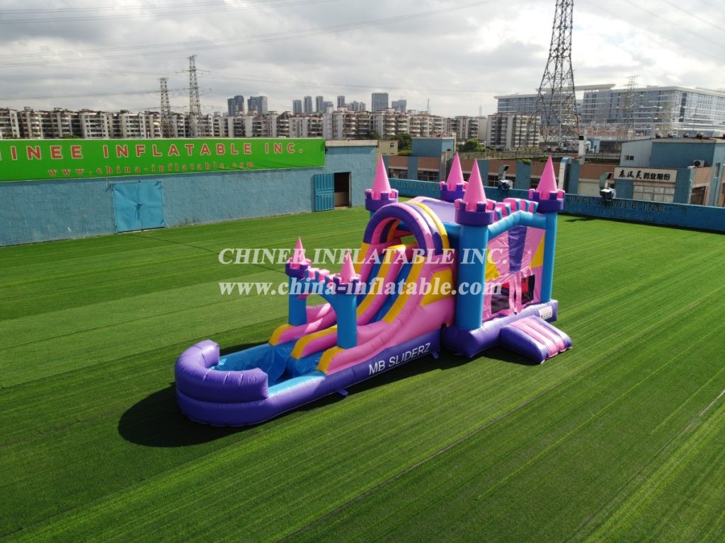 T8-3344 Bouncy castle combo double lane water slide outdoor party event jumping castle for kids