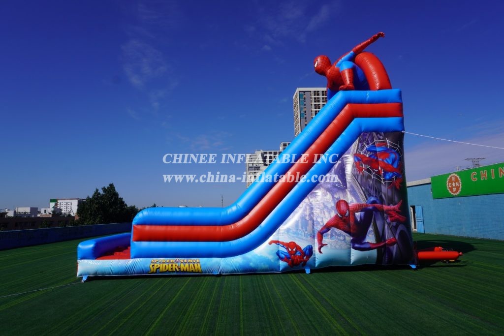 T8-3813 Spider Man themed inflatable dry slide