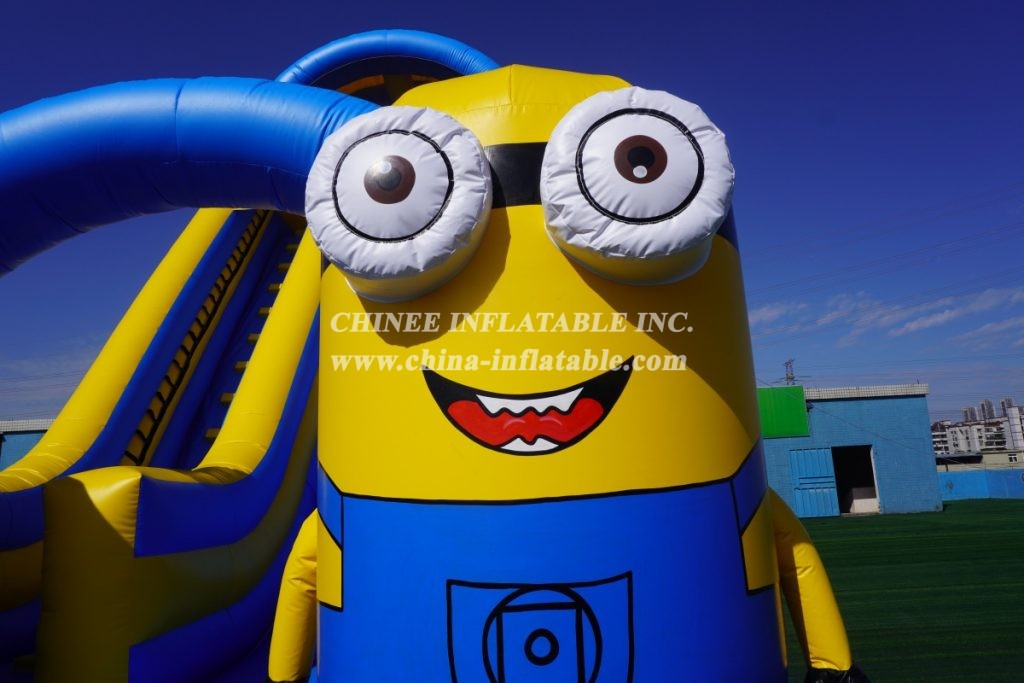 T8-3814 Minions themed inflatable dry slide