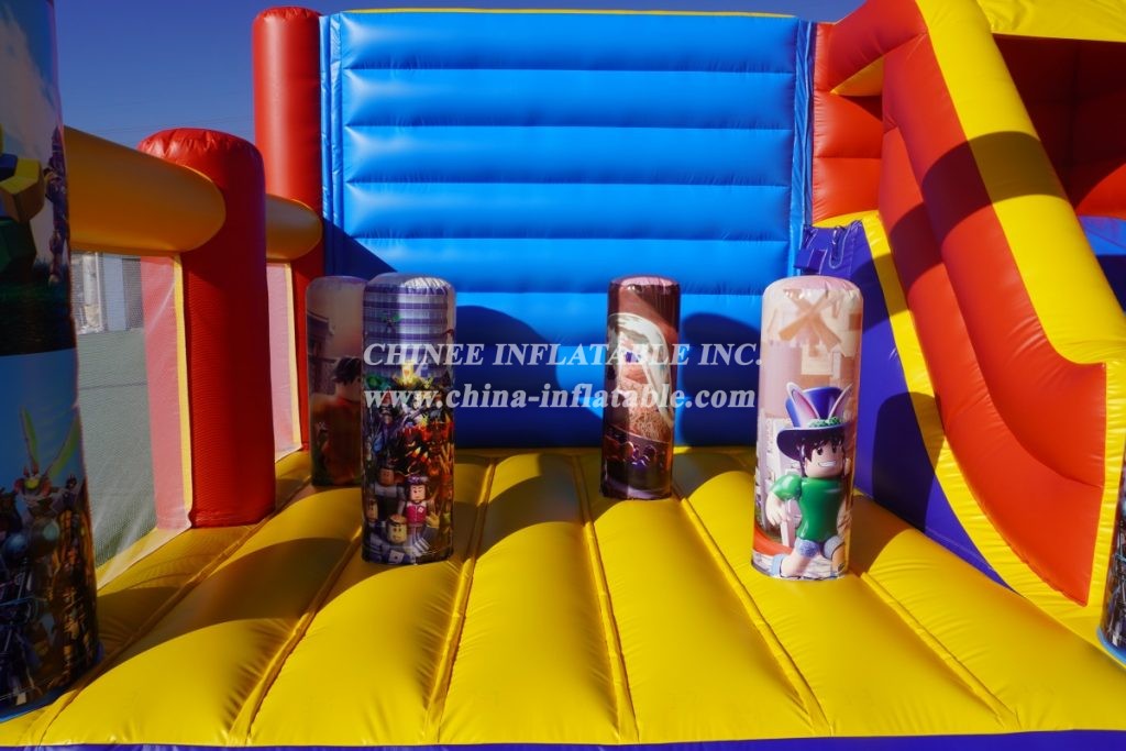 T2-3210C Roblox themed inflatable bounce house with slide