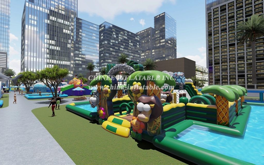 IS11-4010 Biggest inflatable zone blow up amusement park outdoor playground