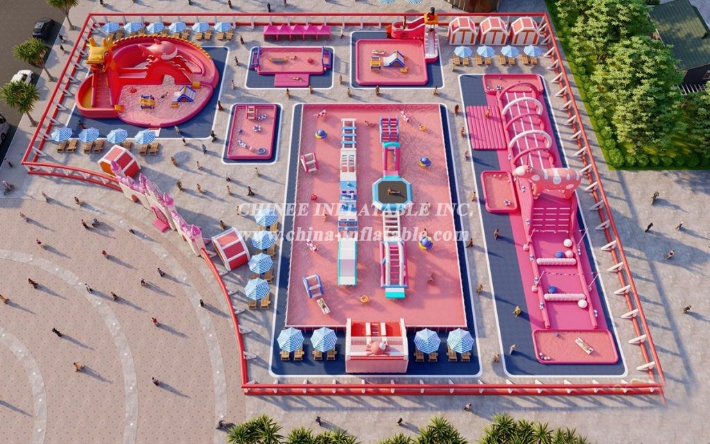 IS11-4006 Giant pink Inflatable Zone water theme park