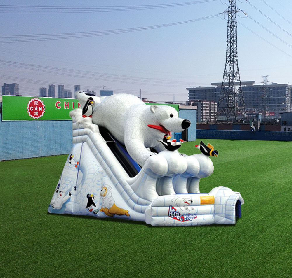 T8-1437 WInter Theme Giant Slide Bear Penguin Inflatable Slide for Kids