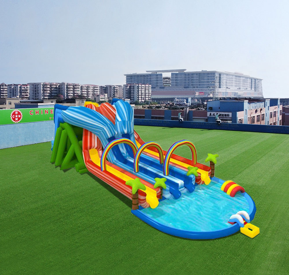 T8-1445 Rainbow grade inflatable water slide for kids and adults
