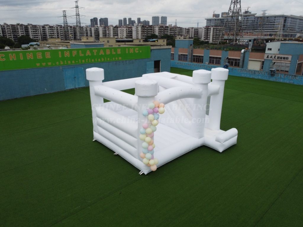 T2-3603 Pure White Wedding Bouncy Castle With Slide