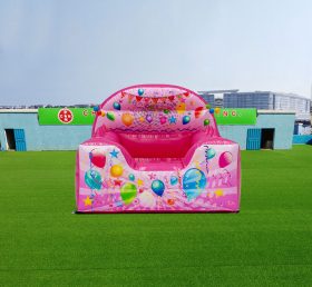 T2-4147 Pink Party High Back Inflatable Ball Pool