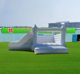 T2-3539 White Wedding Bouncy Castle With Slide