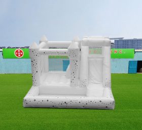 T2-3552 White Wedding Bouncy Castle With Slide & Pool