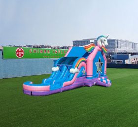 T2-4418 Rainbow Unicorn Jumping Bouncy Castle With Slide