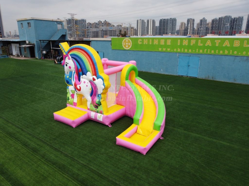T2-6007 Unicorn Bouncy Castle With Slide & Pool
