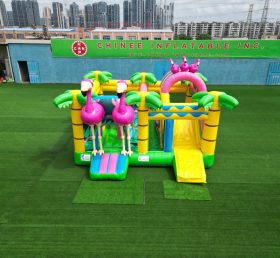 T2-4897 Flamingo Bouncy Castle With Slid...