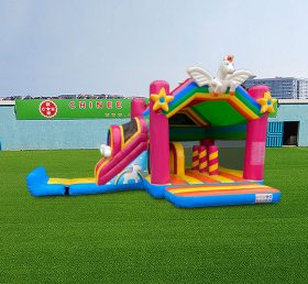 T2-4893 Unicorn Bouncy Castle With Slide