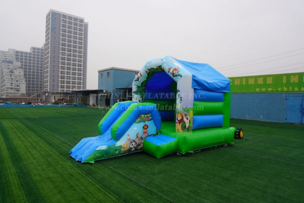 T2-2723F Jungle Theme kids bouncy castle with slide