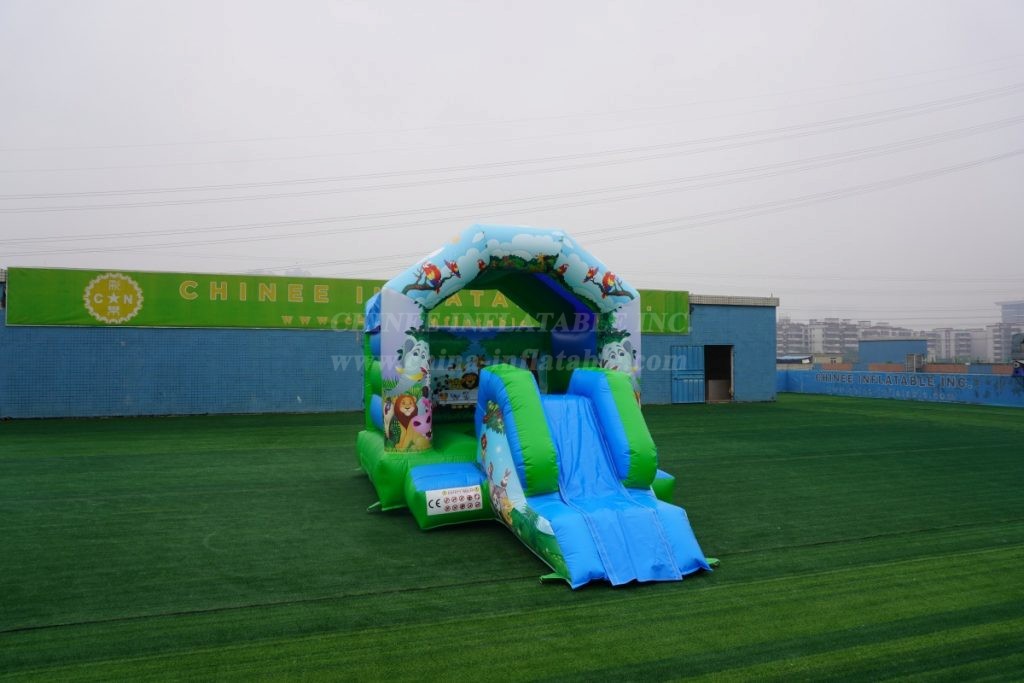 T2-2723F Jungle Theme kids bouncy castle with slide