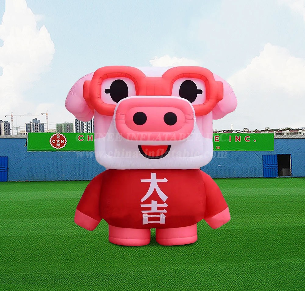 S4-605 Advertising Giant Inflatable Animal Pig / Inflatable Fat Pink Pig